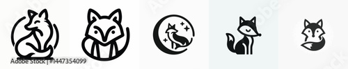 Fox Silhouette Logo in Circle – Vector Animal Icon