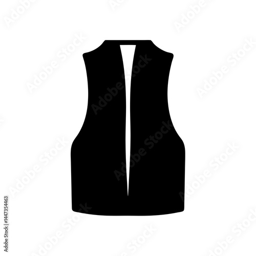 Stylized Black Vest Illustration on a White Background, Fashion and Apparel Art
