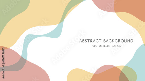 アースカラーの抽象的な形で構成した北欧風のおしゃれな背景素材。16:9サイズのベクターイラスト