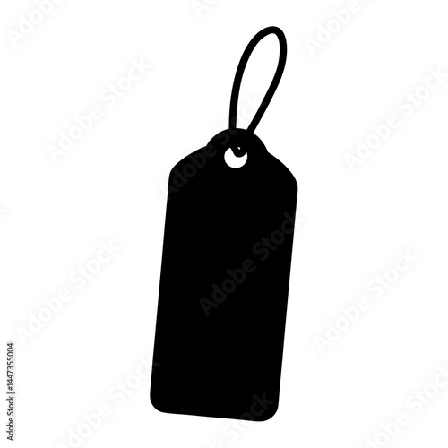 Simple black tag or label with string on white background illustration