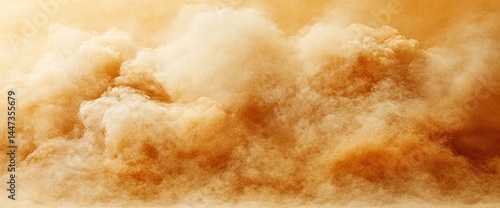 Dense clouds of sand dust with swirling patterns, and amber hues creating an intense environmental scene