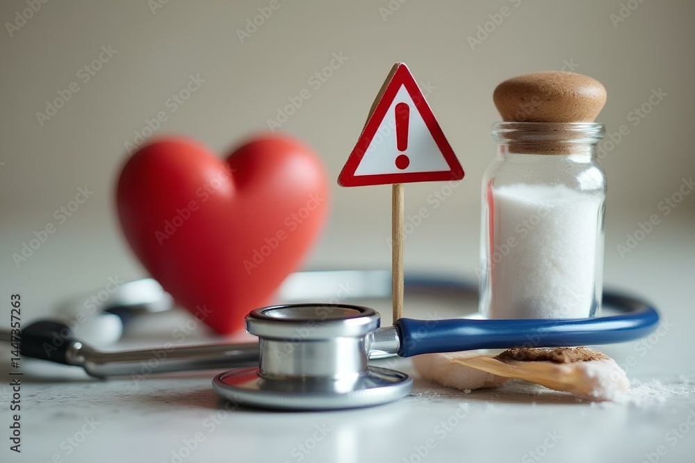 Naklejka premium Health warning salt intake impacting heart health on world hypertension day