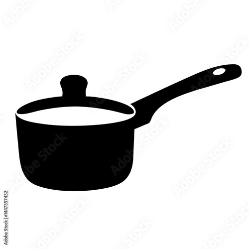 A Black and White Drawing of a Cooking Pot with a Lid On