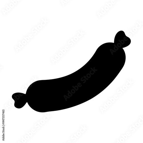 A Black Silhouette of a Wrapped Sausage Product Ready to be Consumed