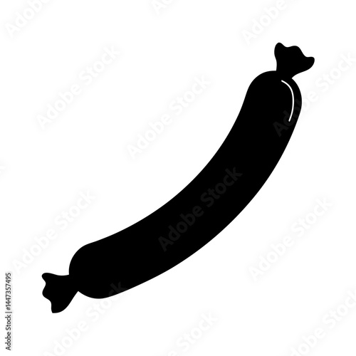 A Black Silhouette of a Wrapped Sausage Product Ready to be Consumed