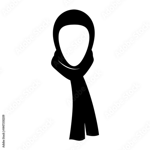 Stylized illustration of a woman wearing a hijab and a scarf