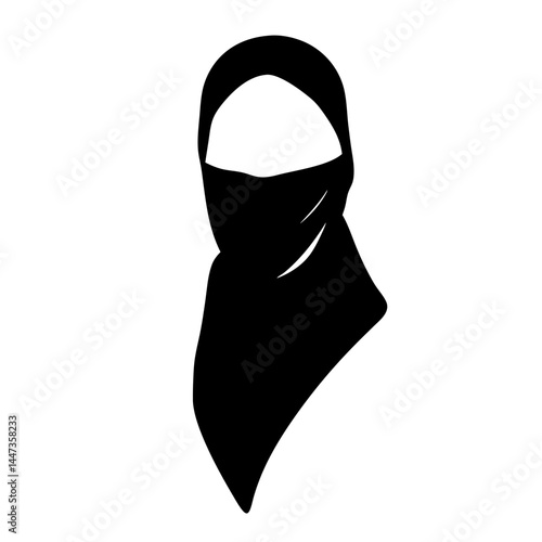 Silhouette of a woman wearing a black niqab, a Muslim veil