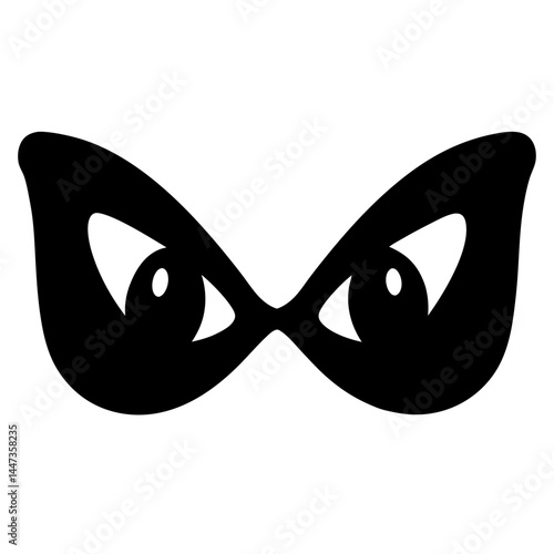 Simple black mask design with cut out eyes for various applications