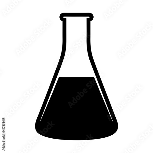 Chemical Erlenmeyer flask filled with a substance for scientific experimentation