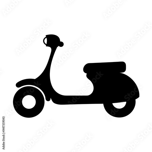 Silhouette of a classic Italian motor scooter for minimalist graphic design