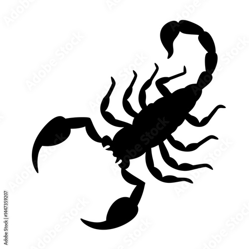 Black silhouette illustration of a formidable scorpion with its stinger poised to strike