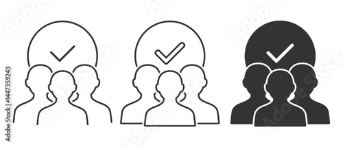 Community of people with checklist, membership icon. Illustration vector