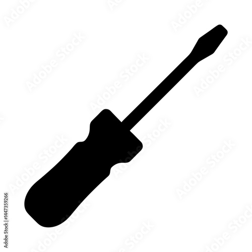 Isolated flat head screwdriver, a hand tool for fastening screws, illustration