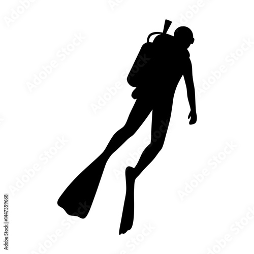 Silhouette of a Scuba Diver Exploring the Depths of the Ocean