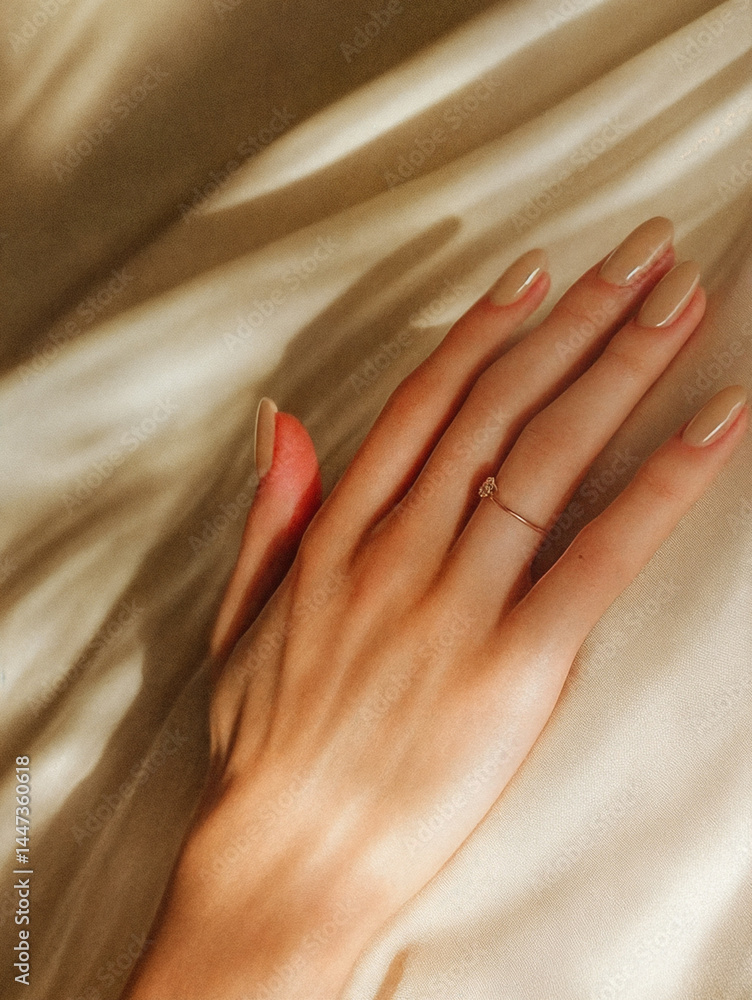 Fototapeta premium Close-Up of Elegant Hand with Manicure and Ring
