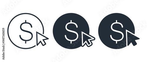 Pay per click, click money icon. Illustration vector