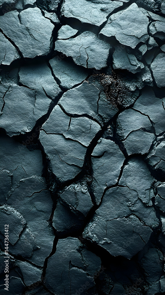 Dark cracked surface resembling dried earth or stone Deep crevices and uneven texture create a dramatic textured pat Dark cracked surface resembling dried earth or stone Deep crevices and uneven texture create a dramatic textured pat