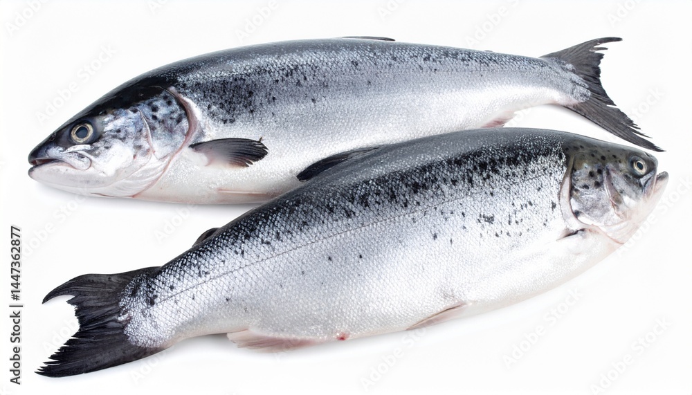 Whole saltwater fish isolated on white background including tuna salmon snapper with clipping path sharp focus studio lighting Whole saltwater fish isolated on white background including tuna salmon snapper with clipping path sharp focus studio lighting