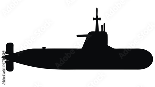 Silhouette of a military submarine, underwater vessel
