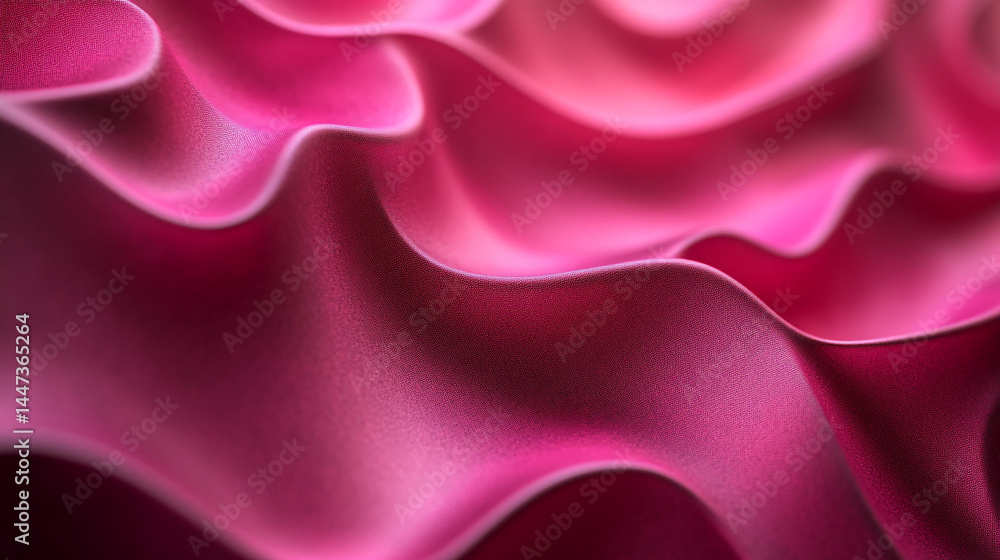 Fototapeta premium Close-up of pink textured surface, showing soft waves and folds, creating an elegant and smooth appearance suitable for background or design element