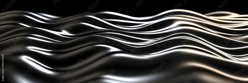 Obraz premium Fluid Metal Waves Abstract Design