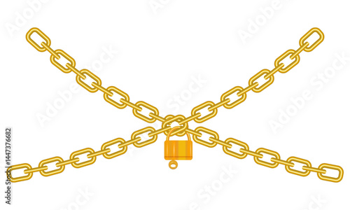 Two chains are connected in a padlock, vector image