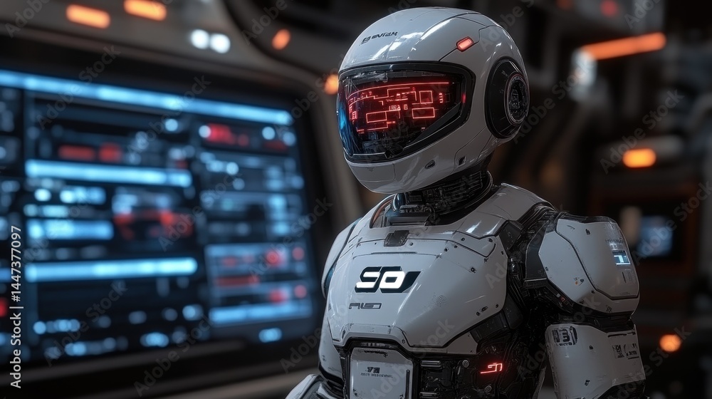 Futuristic Robot in a High-Tech Environment Futuristic Robot in a High-Tech Environment