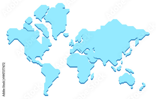 Simplified vector illustration of isometric world map