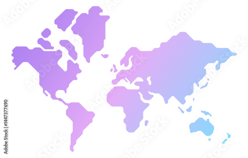 Simplified vector gradient world map illustration
