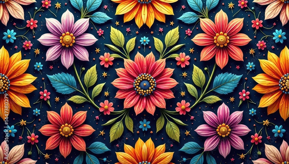 Intricate floral textile design, repeating motif, motif, elegant Intricate floral textile design, repeating motif, motif, elegant
