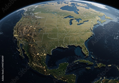 united states of america usa map flag in earth globe