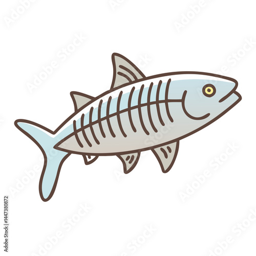 Illustration of fish skeleton, marine life, aquatic animal, anatomy, bone structure, biology art