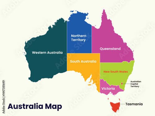 Map of Australia, Map of Australia states, New South Wales, Victoria, Queensland,Western Australia, South Australia,Tasmania,Australian Capital Territory,Northern Territory
