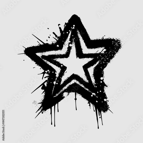 Unique black star graffiti art on white background