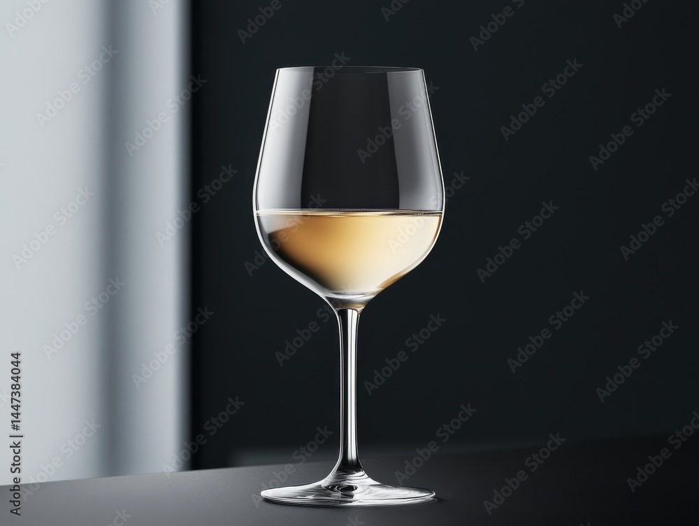 Elegant Glass of White Wine on Dark Table
Elegant Glass of White Wine on Dark Table