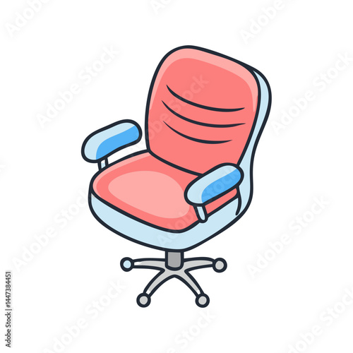 Illustration of pink office chair swivel chair desk chair ergonomic chair computer chair furniture