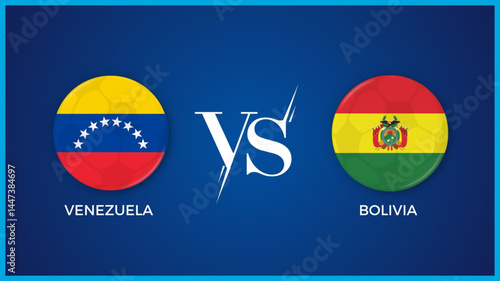  venezuela vs bolivia flag in circle for Copa América Femenina and sports banner. vector illustrator