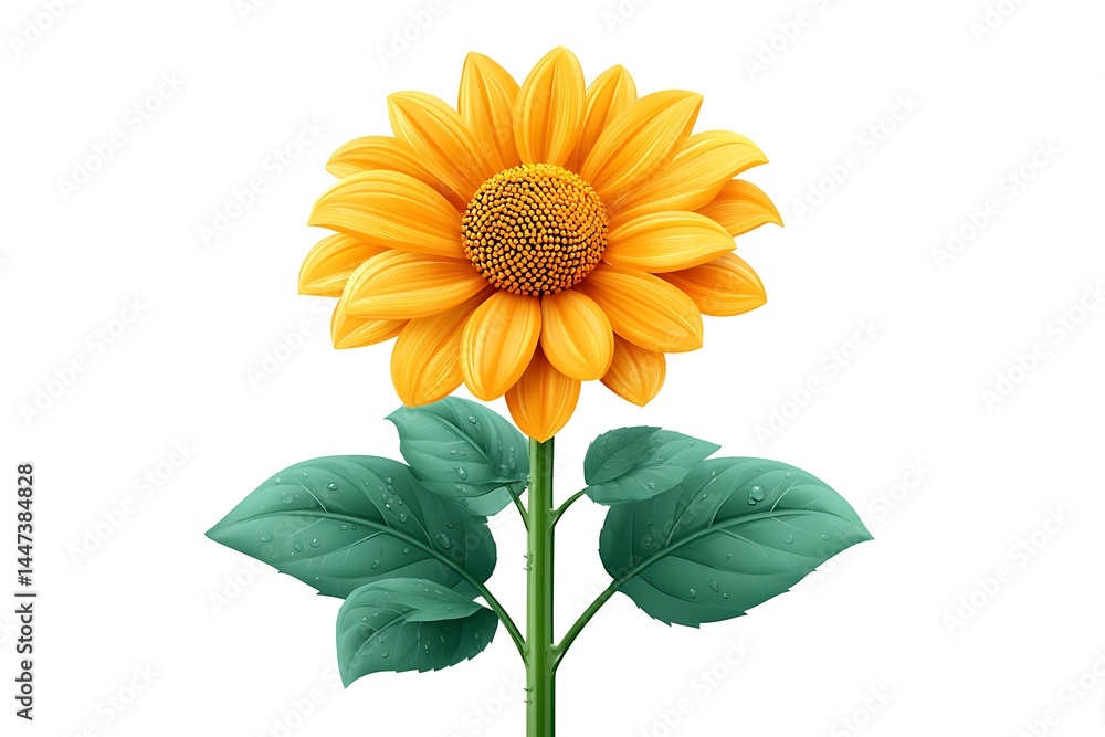 Fototapeta premium Vibrant Sunflower Bloom Isolated with Dewy, and Summer.