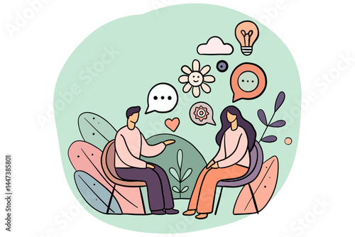 Psychological Consultation and Mental Health Support Illustration.