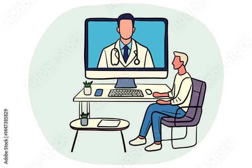 Online Doctor Consultation and Telemedicine Illustration.