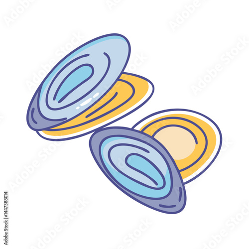 Illustration of fresh mussels seafood shellfish marine life ocean delicacy gourmet dish cuisine