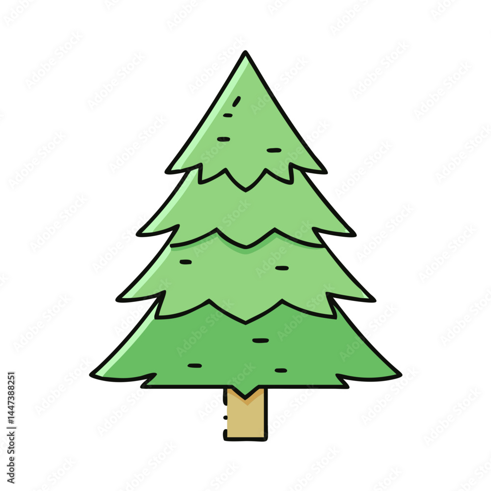 Fototapeta premium Illustration of a green christmas tree for holiday season decoration and festive celebrations design