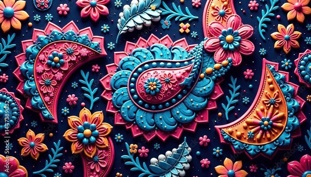Fluid paisley design, interconnected motifs create continuous textile , wallpaper, design element, ornament Fluid paisley design, interconnected motifs create continuous textile , wallpaper, design element, ornament
