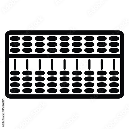 Abacus counting beads Silhouette, Vector, Icon, Logo, White Background.