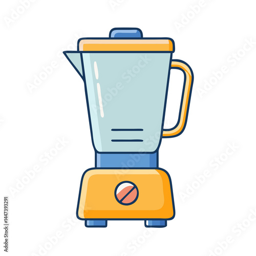 Illustration of a kitchen blender appliance for smoothie preparation and food processing with container and handle