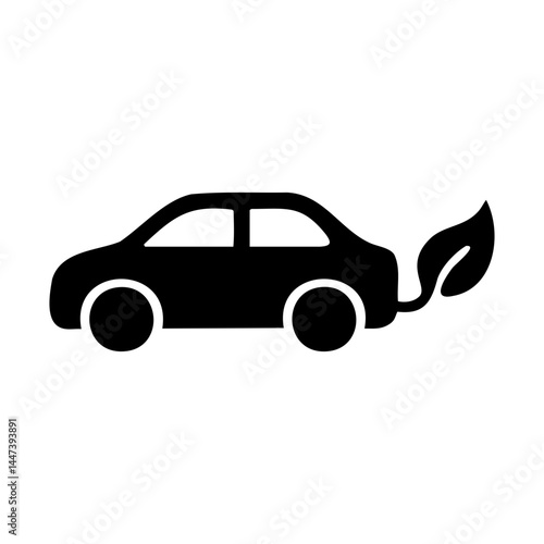 Eco-friendly car icon with leaf emission symbol