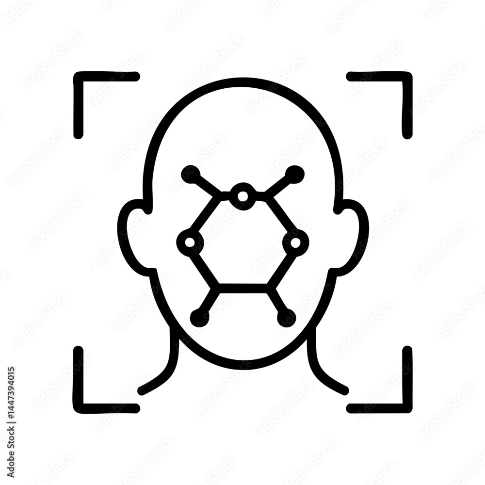 Facial recognition icon for smart AI security Facial recognition icon for smart AI security