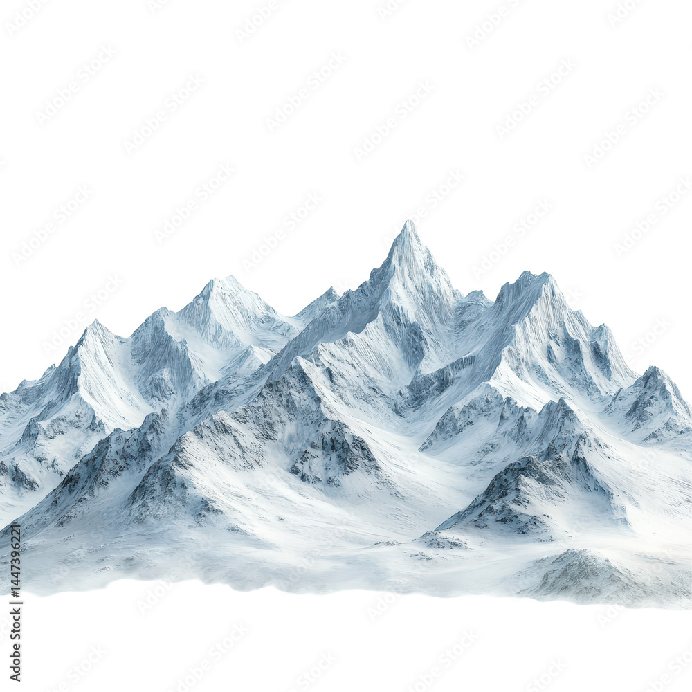 Obraz premium Snow-covered mountain range rises against a clear sky in a breathtaking natural landscape view