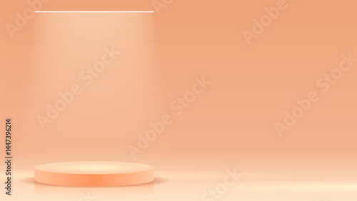 Beige empty 3d podium illuminated from above.