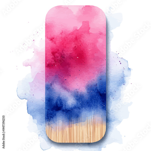 Nail File With Glitter Design, watercolor vector, isolated on a white background.